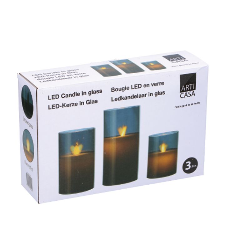 LED- Kerzen- Set im Glas 3tlg.