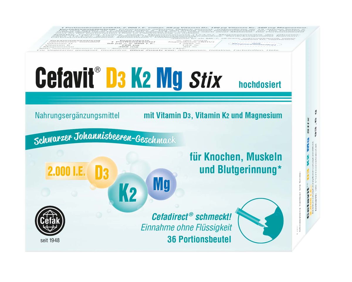 CEFAVIT D3 K2 Mg 2.000 I.E. Stix Granulat