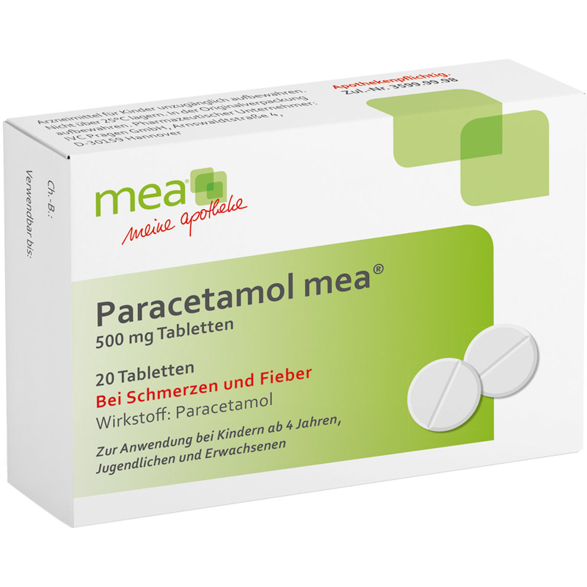 PARACETAMOL mea 500 mg Tabletten