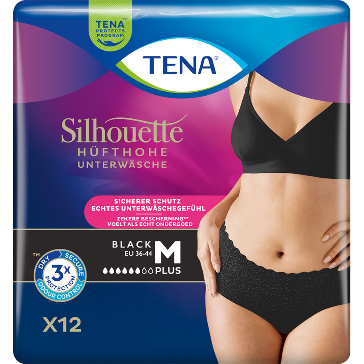 TENA SILHOUETTE plus M black Inkontinenz Pants