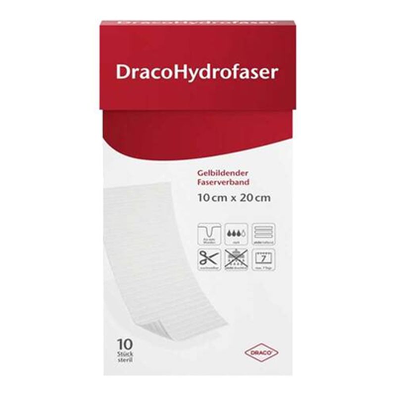 DRACOHYDROFASER 10x20 cm gelbildender Faserverband