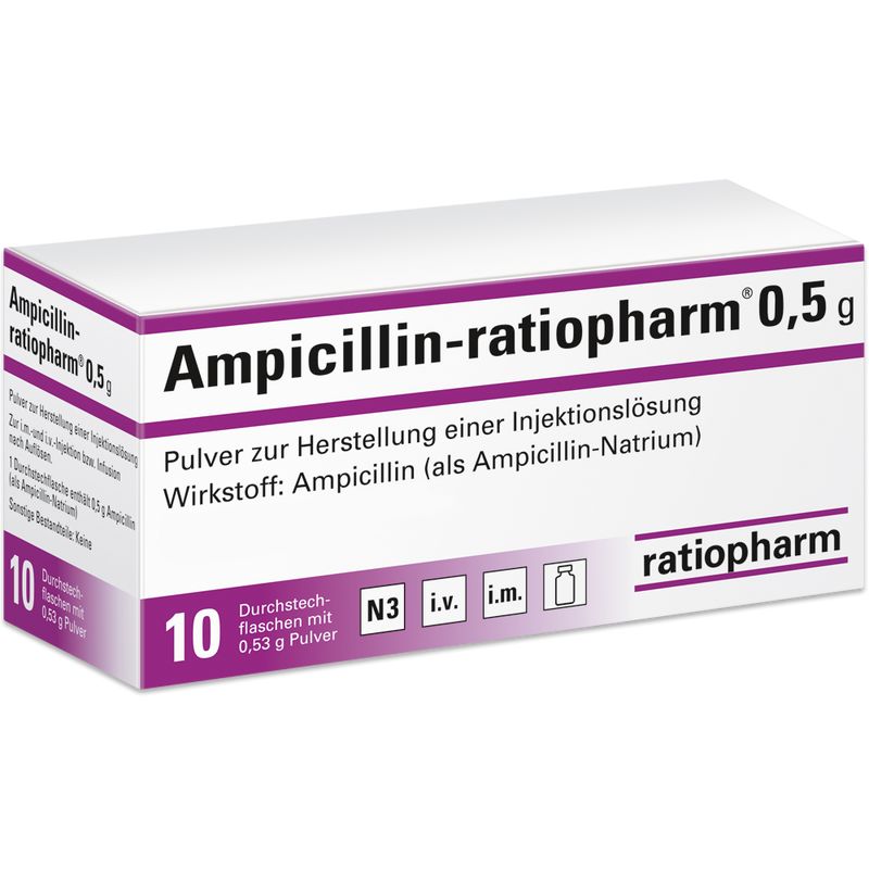 AMPICILLIN-ratiopharm 0,5 g Plv.z.Her.e.Inj.-Lsg.