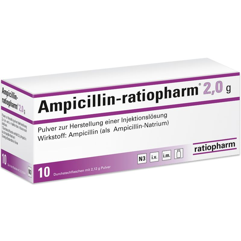 AMPICILLIN-ratiopharm 2,0 g Plv.z.Her.e.Inj.-Lsg.