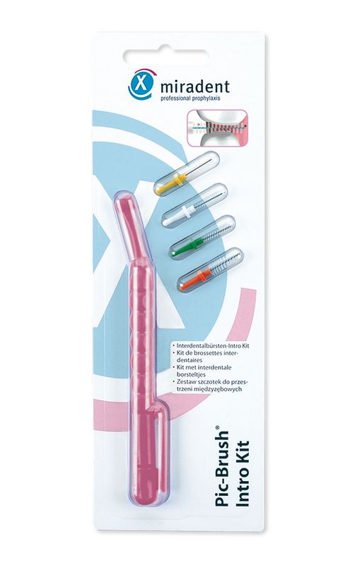 MIRADENT Interd.Pic-Brush Intro Kit 1H+4B.tra.pink