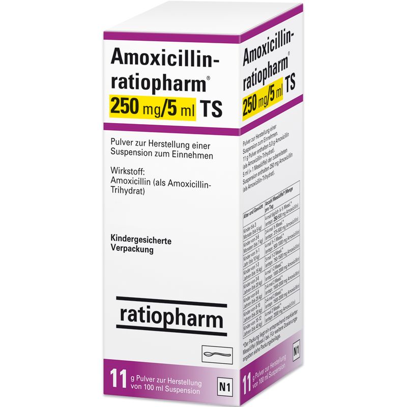 AMOXICILLIN-ratiopharm 250mg/5ml TS Plv.Sus.-Hst.