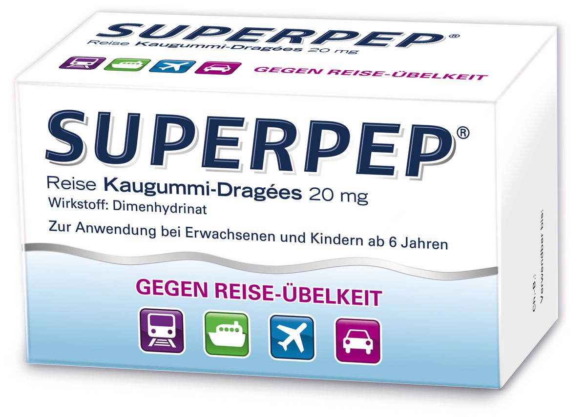 SUPERPEP Reise Kaugummi Dragees 20 mg