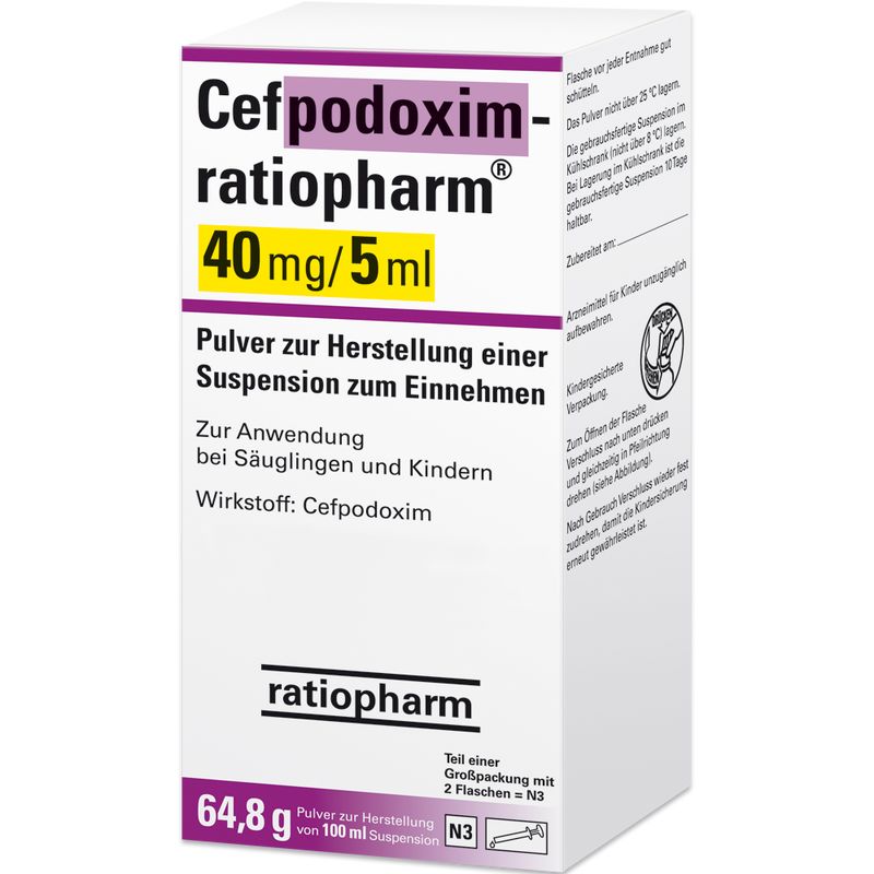 CEFPODOXIM-ratiopharm 40 mg/5 ml TS Plv.Sus.-Hst.