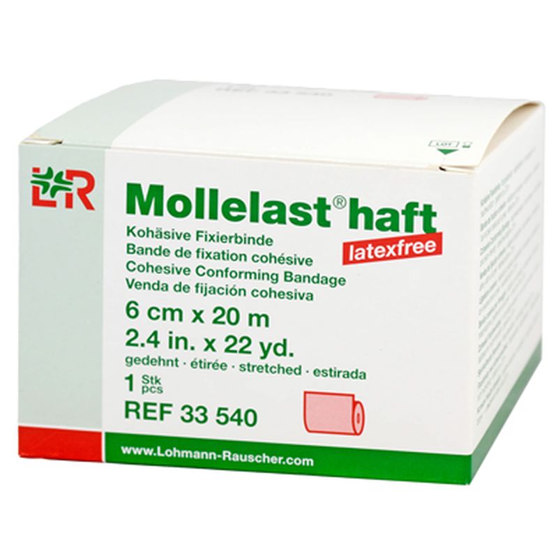 MOLLELAST haft Binden latexfrei 6 cmx20 m rot