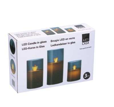 LED- Kerzen- Set im Glas 3tlg.