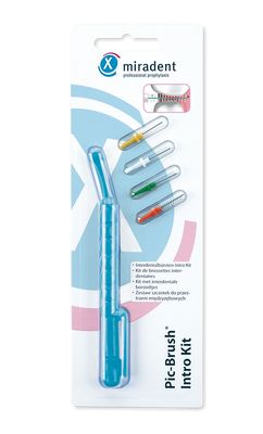 MIRADENT Interd.Pic-Brush Intro Kit 1H+4B.tra.blau